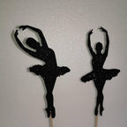 2x die Balletttänzerin Cake Topper Geburtstag Torten Stecker Kuchen Deko Gold Silber