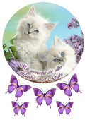 Katze mit Blume №2 Tortenaufleger,Geburtstag,Tortendeko 20см