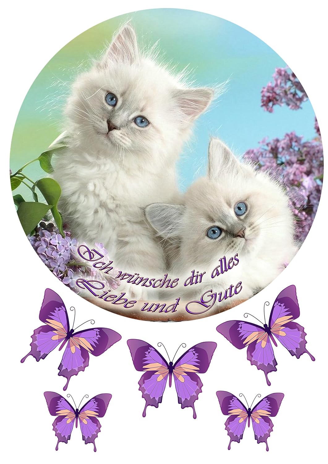 Katze mit Blume №2 Tortenaufleger,Geburtstag,Tortendeko 20см
