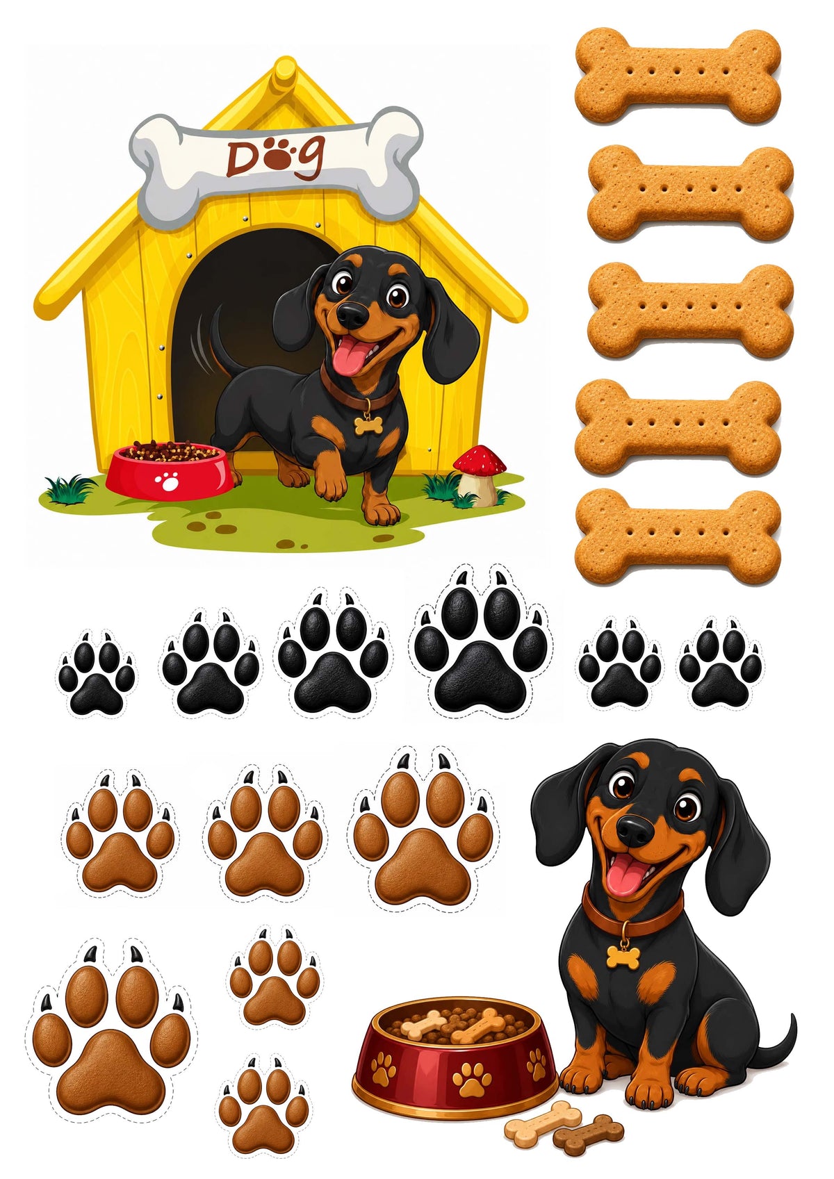 Hunde Haus, Pfoten, Dackel Tortenaufleger