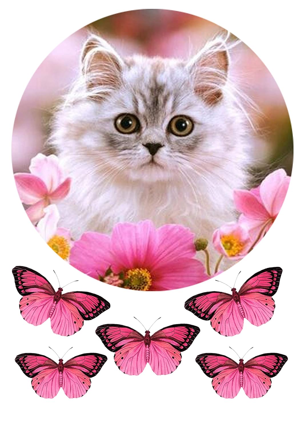 Katze mit Blume Tortenaufleger,Geburtstag,Tortendeko
