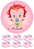Baby Rosa  Tortenaufleger,Geburtstag, … Deckopapier