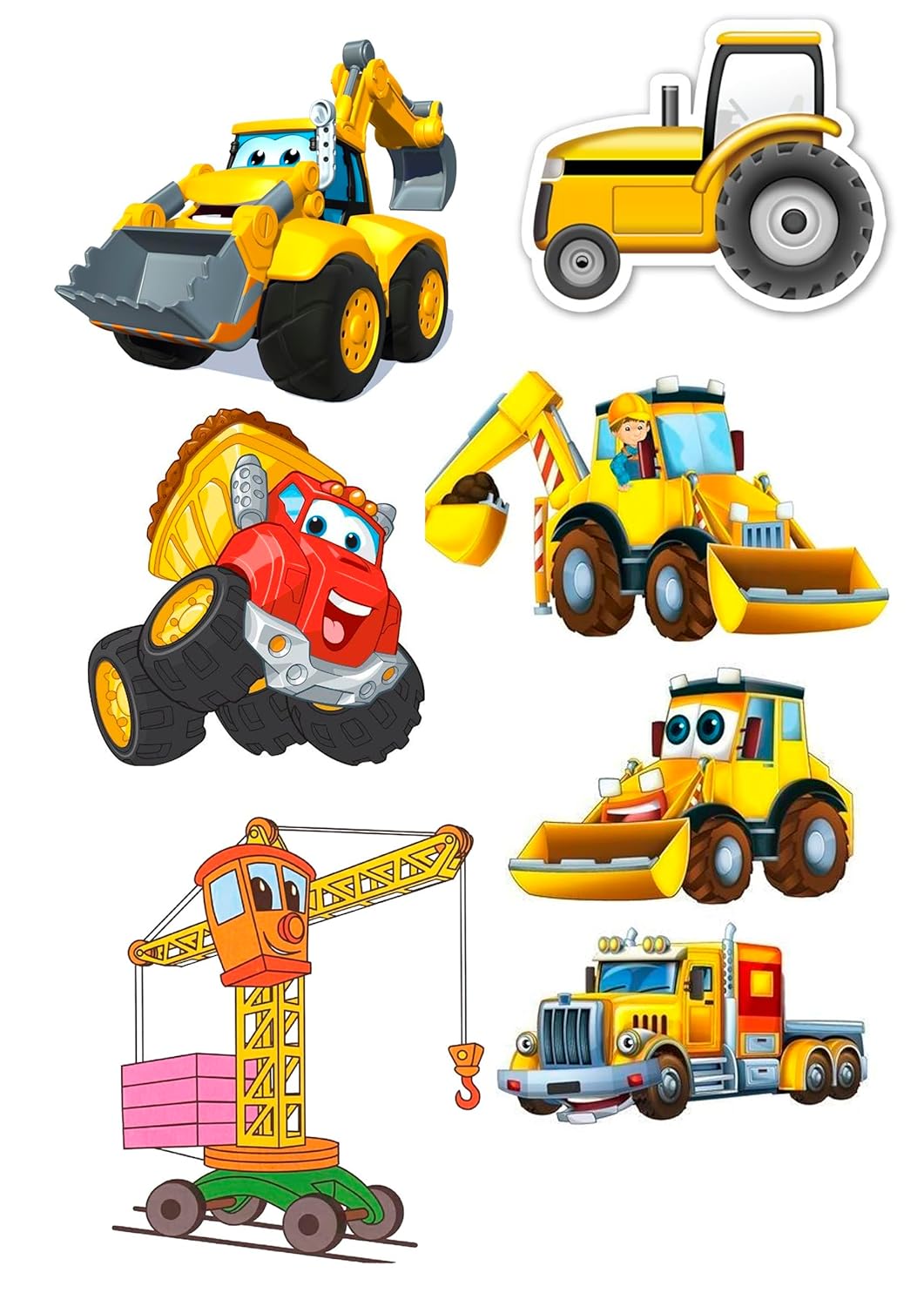 Bagger Baumaschinen Hoflader je 10cm -12 cm, Cake Topper,Tortenaufleger, Oblate Premium