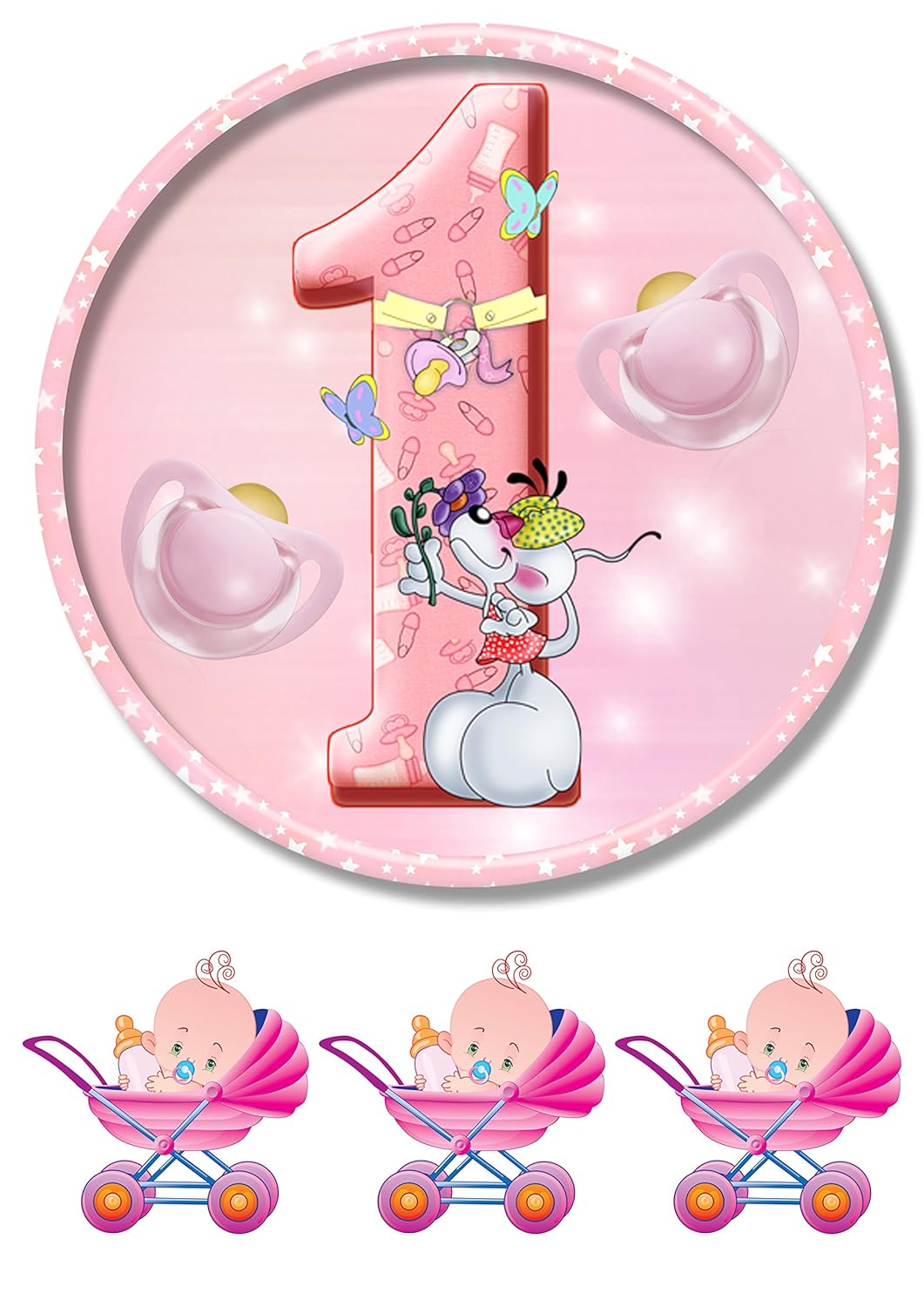 Baby 1 Jahr rosa  Tortenaufleger,Geburtstag,Tortendeko