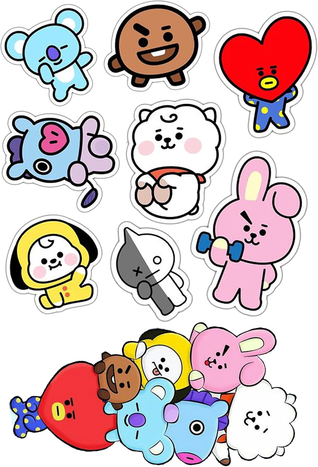 Cake topper BT 21, 9x Tortenaufleger,Geburtstag,Tortendeko (Oblate Premium)