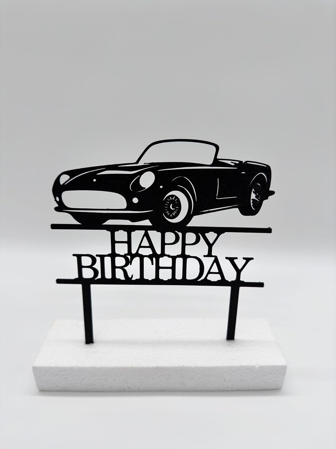 Auto Happy Birthday Cake Topper Geburtstag Torten Stecker (Schwarz)