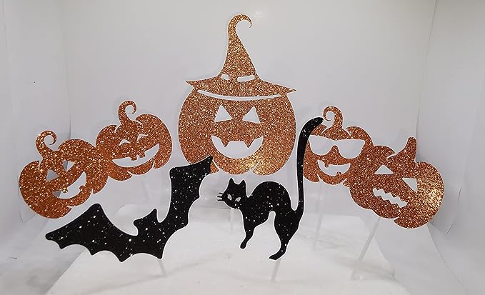 Halloween 7 x set Cake Topper Geburtstag Torten Stecker Kuchen Deko Gold Silber