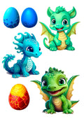 Baby Dragon 3х-11см, Cake Topper,Tortenaufleger, 20cm Oblate Premium