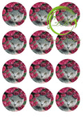 Katze mit Blume №3 12 St. Muffinaufleger, Tortenaufleger,Geburtstag,