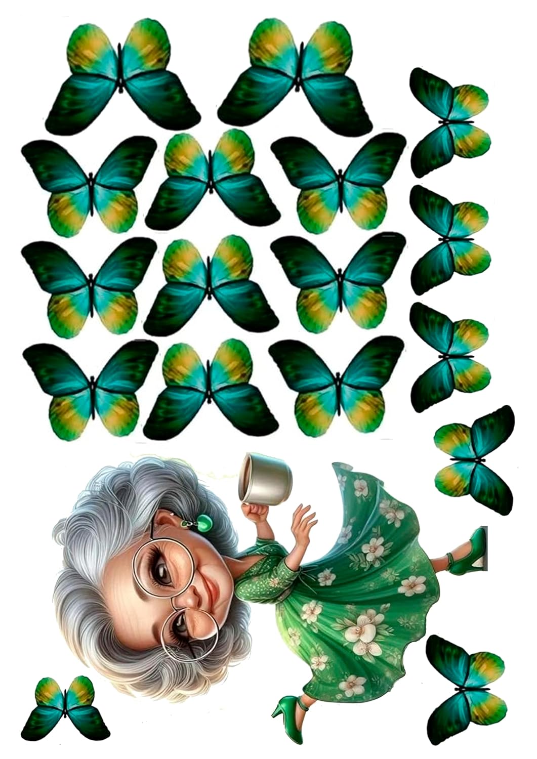 Oma Schmetterlinge frau Tortenaufleger