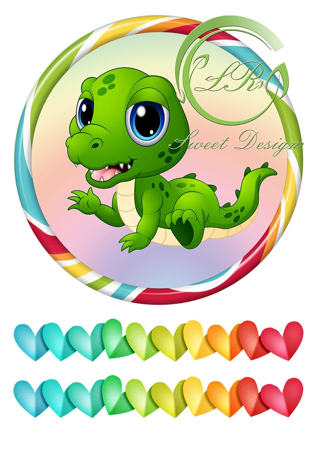 Süsse Drachen Tortenaufleger Geburtstag, … Deckopapier, Zuckerpapier Ca. 20Ø