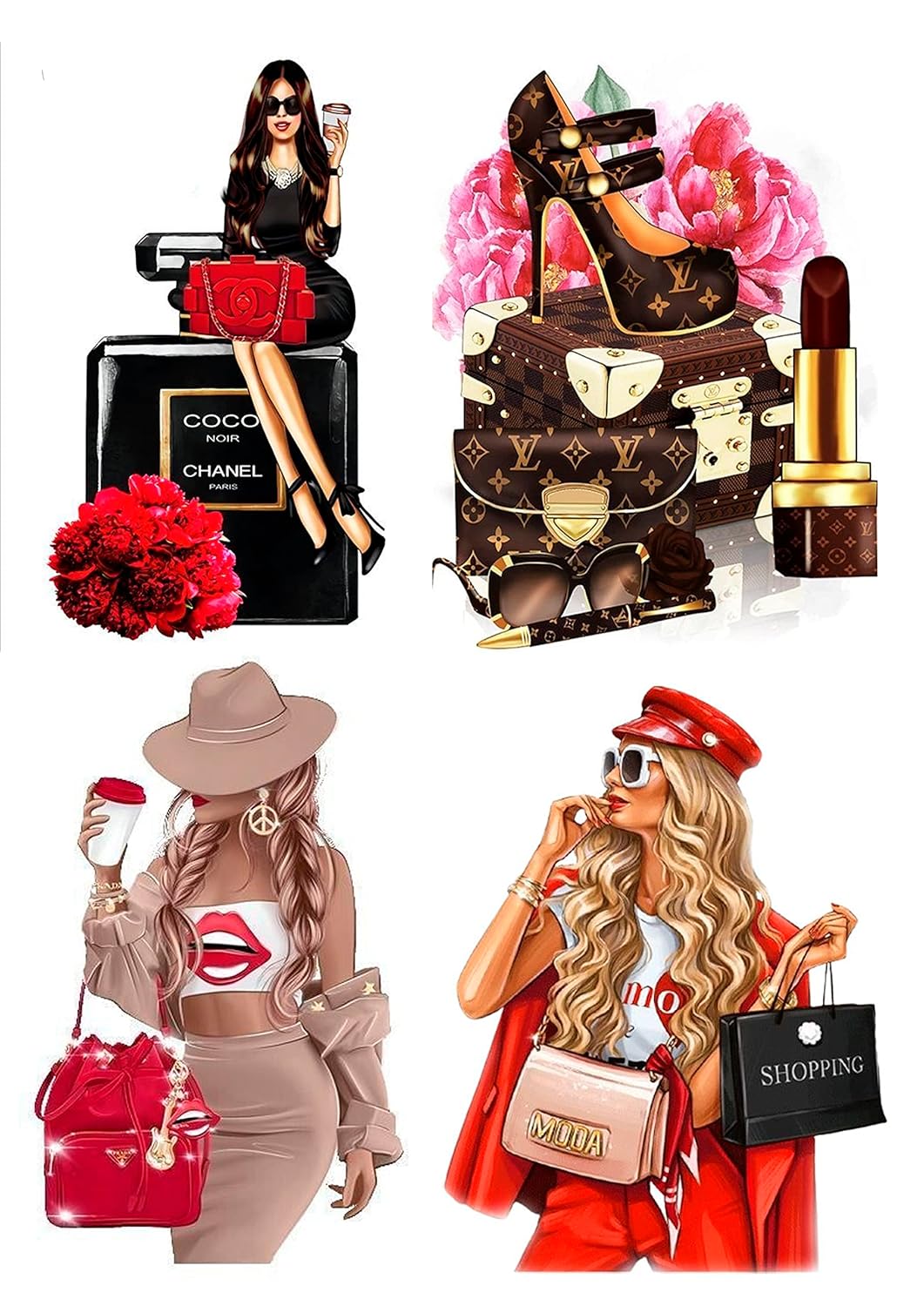 Für Frau Mädchen, Shopping & Einkaufen 4 Stück je 13cm, Tortenaufleger Geburtstag, … Oblate Premium