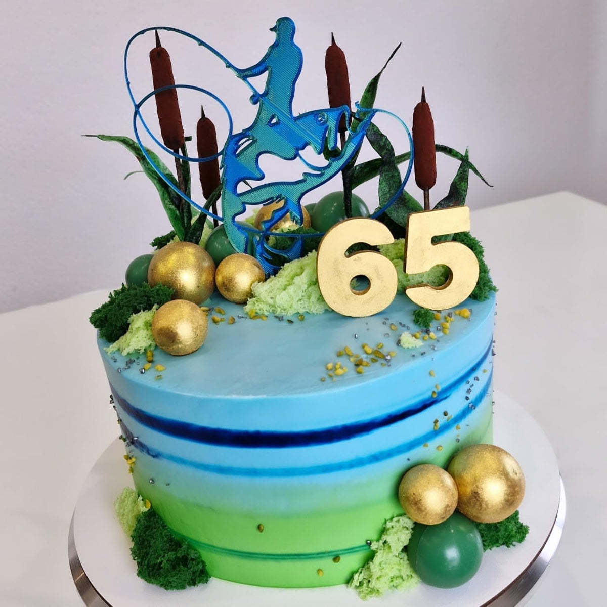 Fisching, Fisch Angler Haken Cake Topper Geburtstag Torten Stecker