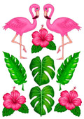 Flamingo 2x mit Blumen und Blätter Tortenaufleger Obleten Premium