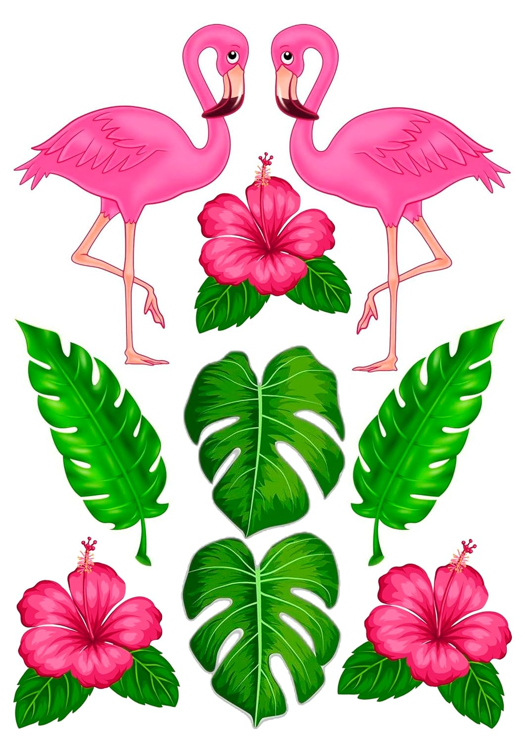 Flamingo 2x mit Blumen und Blätter Tortenaufleger Obleten Premium