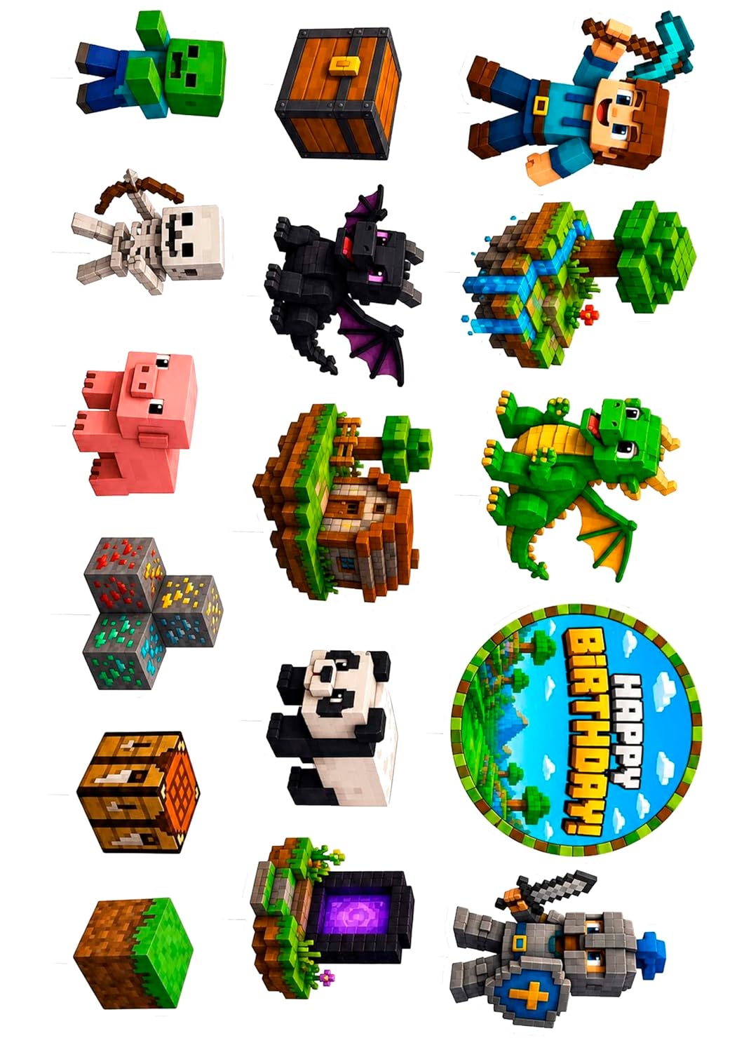 “Pixel Adventure Birthday” Cake Topper, Tortenaufleger, Muffins A4 oblate