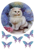 Katze mit Blume №4 Tortenaufleger,Geburtstag, … Deckopapier Zuckerpapier 20см