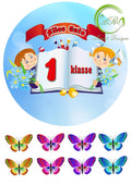 Tortenaufleger "Erste Klasse" №2 Geburtstag,Tortendeko Ca. 20Ø