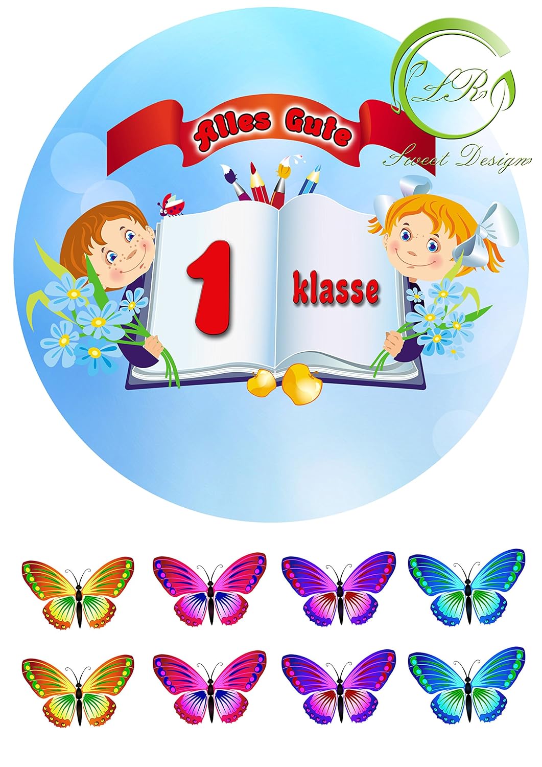 Tortenaufleger "Erste Klasse" №2 Geburtstag,Tortendeko Ca. 20Ø