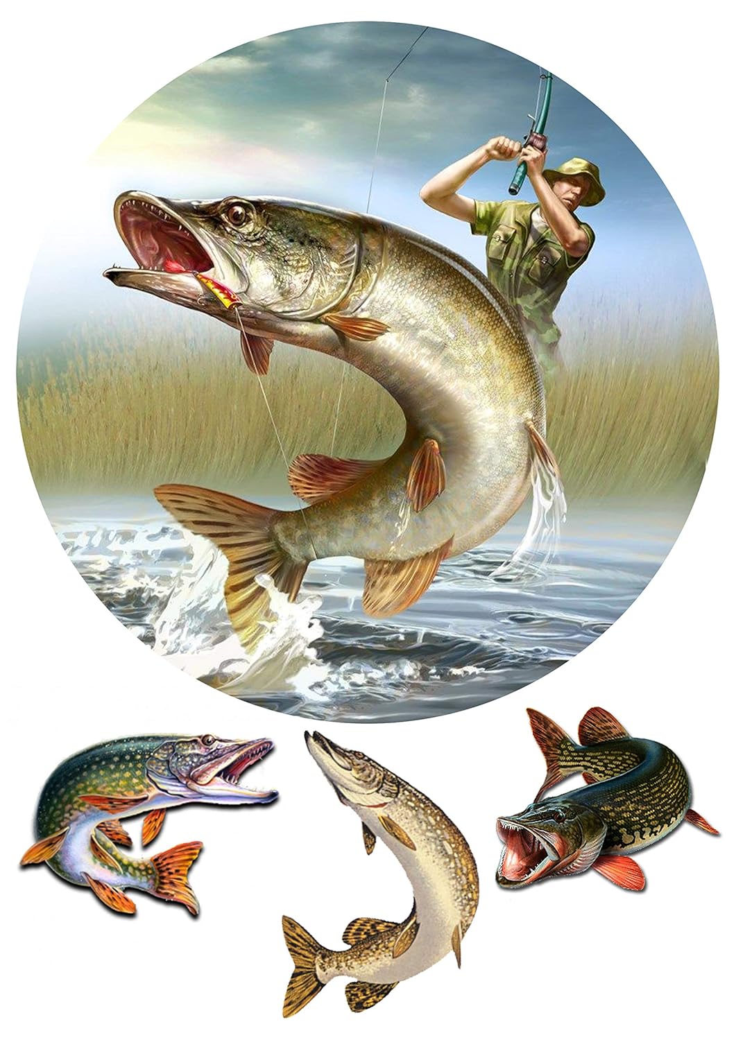 Fishing, Angler, Fisch,Haken. Tortenaufleger,Geburtstag,Tortendeko,