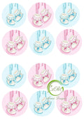 Baby blau und rosa 12 Muffinaufleger, Tortenaufleger,Geburtstag,