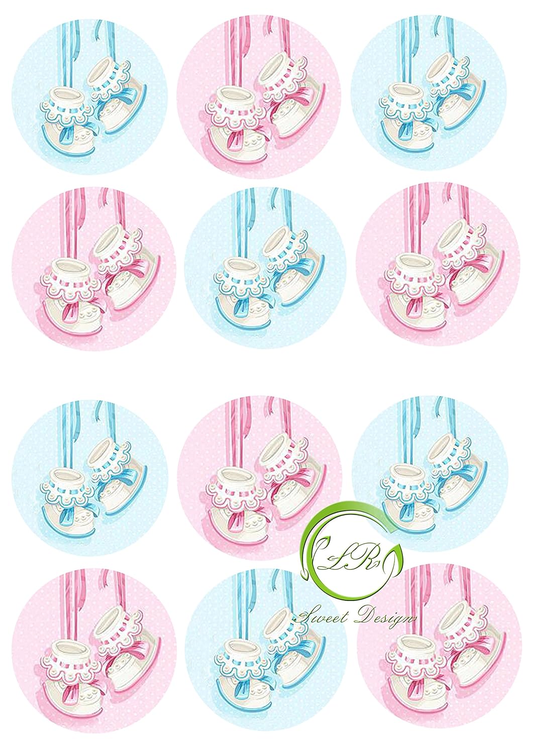Baby blau und rosa 12 Muffinaufleger, Tortenaufleger,Geburtstag,