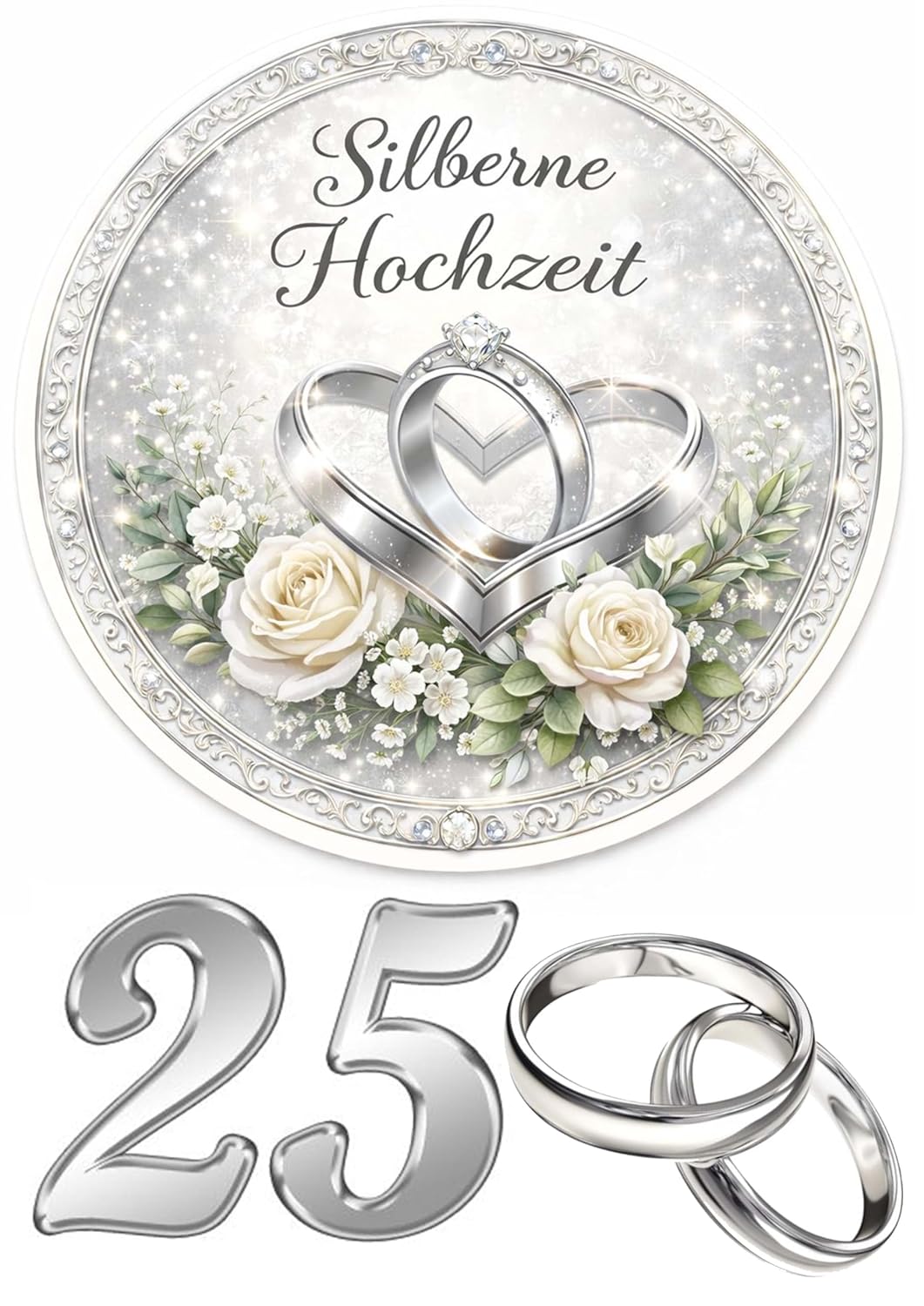 Tortenaufleger Oblaten Premium Silberrne Hochzeit