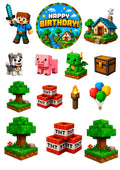 Tortenaufleger “Pixel Adventure Birthday” Cake Topper, Tortenaufleger, Muffins A4