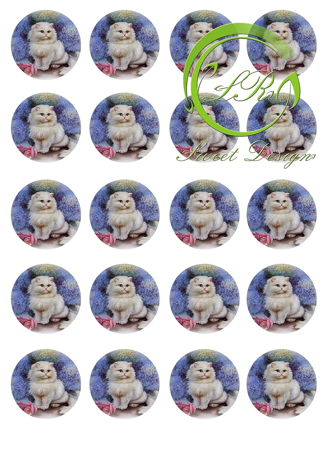 Katze mit Blume 20St. Muffinaufleger
