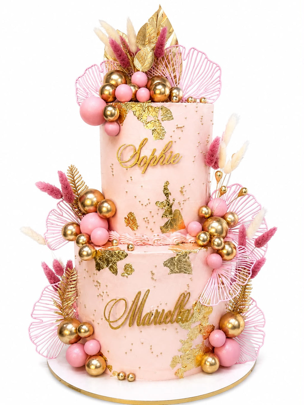 Ginkgo Blätter Cake Topper Rosa – 7er Set | Moderne Tortendekoration für Hochzeit, Geburtstag, Taufe & Party