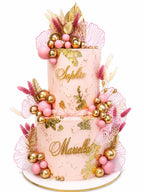 Ginkgo Blätter Cake Topper Rosa – 7er Set | Moderne Tortendekoration für Hochzeit, Geburtstag, Taufe & Party