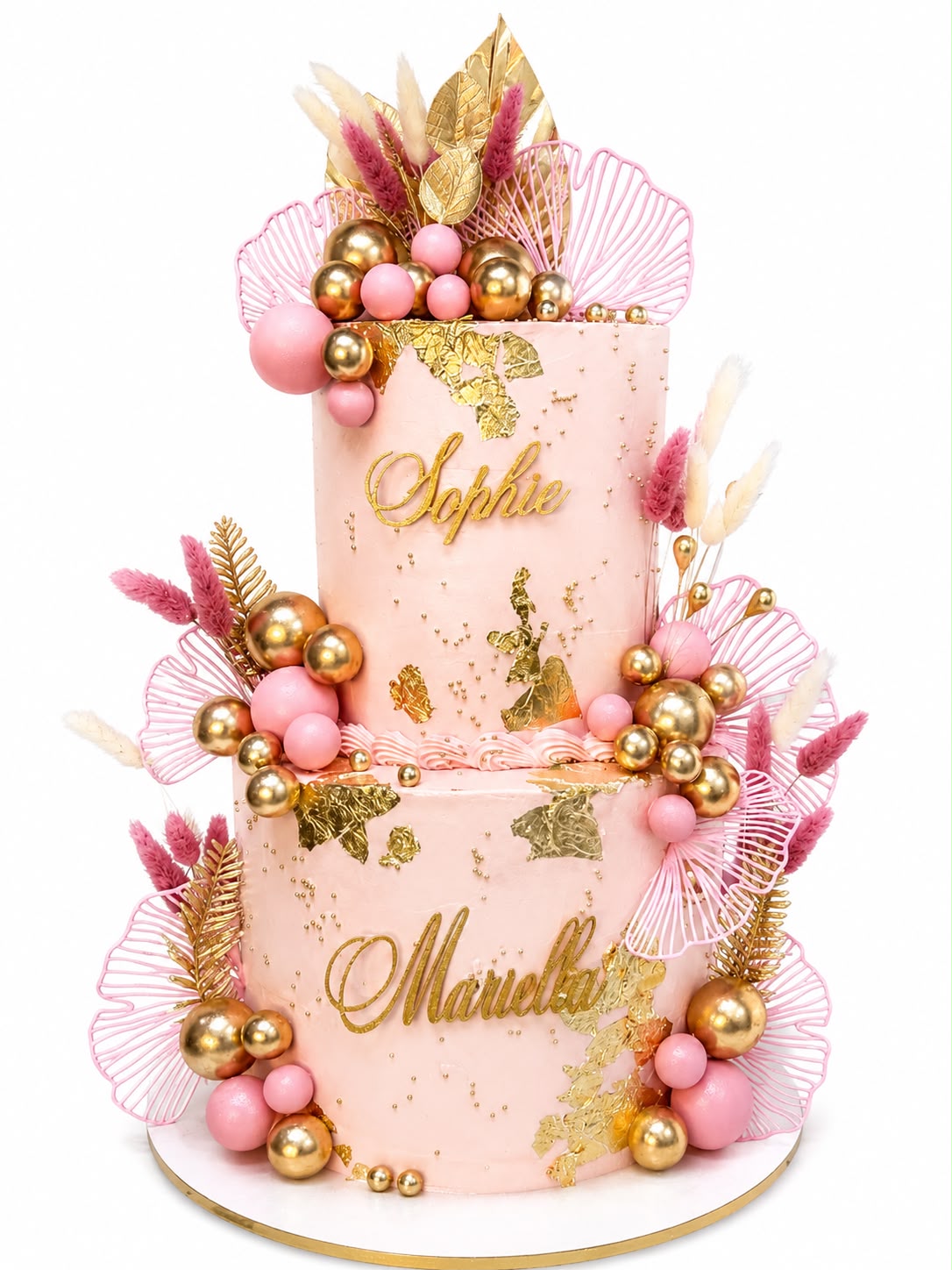 Ginkgo Blätter Cake Topper Rosa – 7er Set | Moderne Tortendekoration für Hochzeit, Geburtstag, Taufe & Party