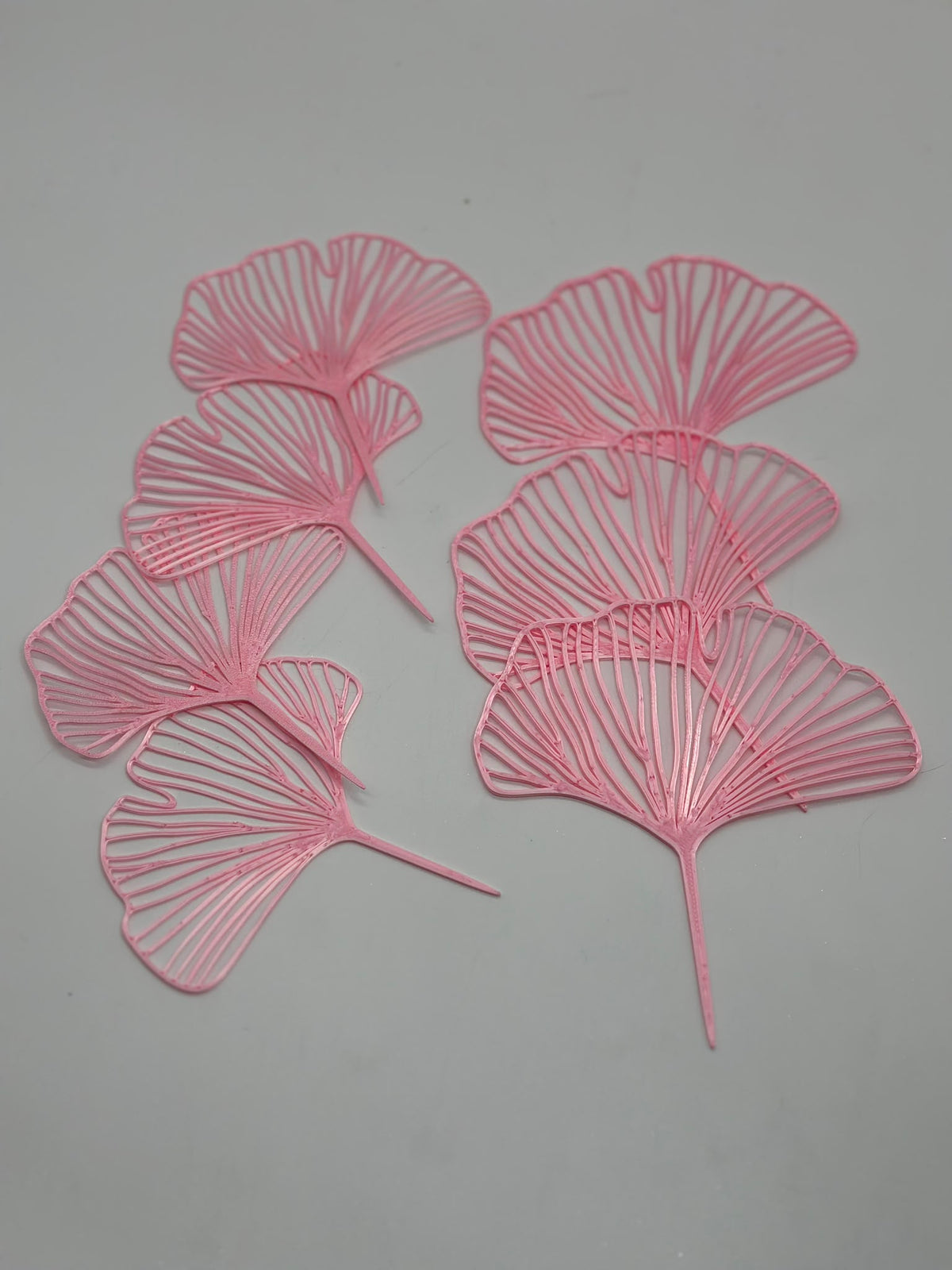 Ginkgo Blätter Cake Topper Rosa – 7er Set | Moderne Tortendekoration für Hochzeit, Geburtstag, Taufe & Party