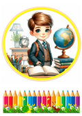 schule einschulung boy Tortenaufleger 20cm Obleten Premium