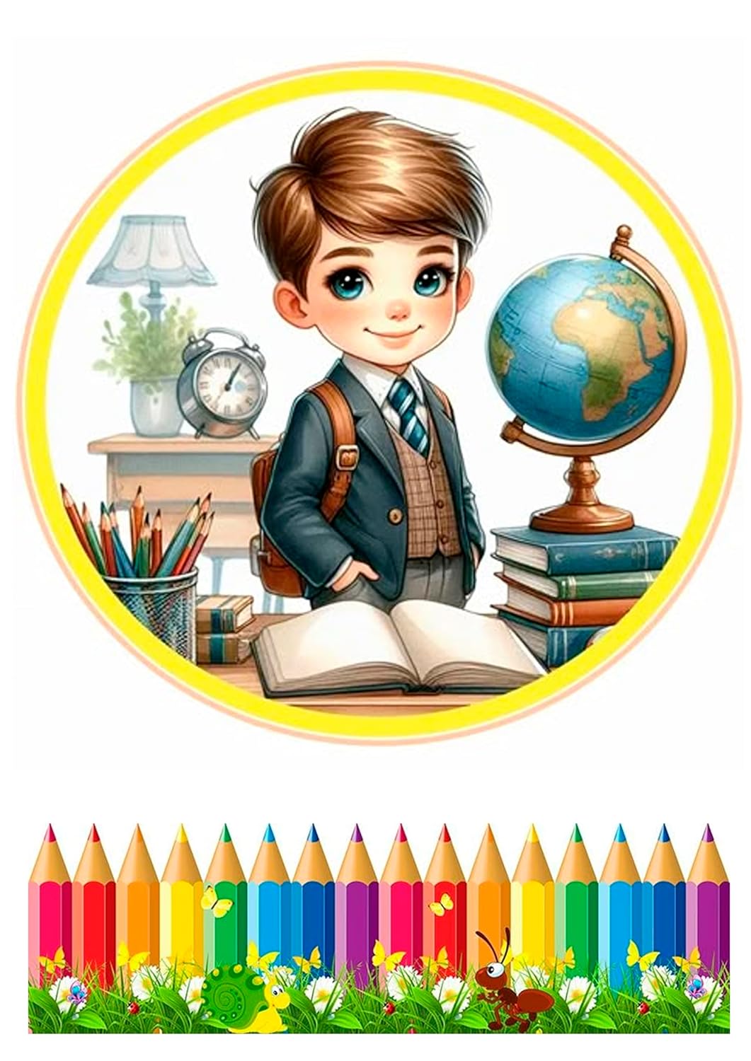 schule einschulung boy Tortenaufleger 20cm Obleten Premium